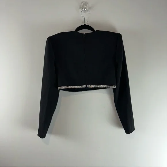 Lovers and Friends x Rachel Cosette Rhinestone Trimmed Black Crop Top Size S - Picture 8 of 12